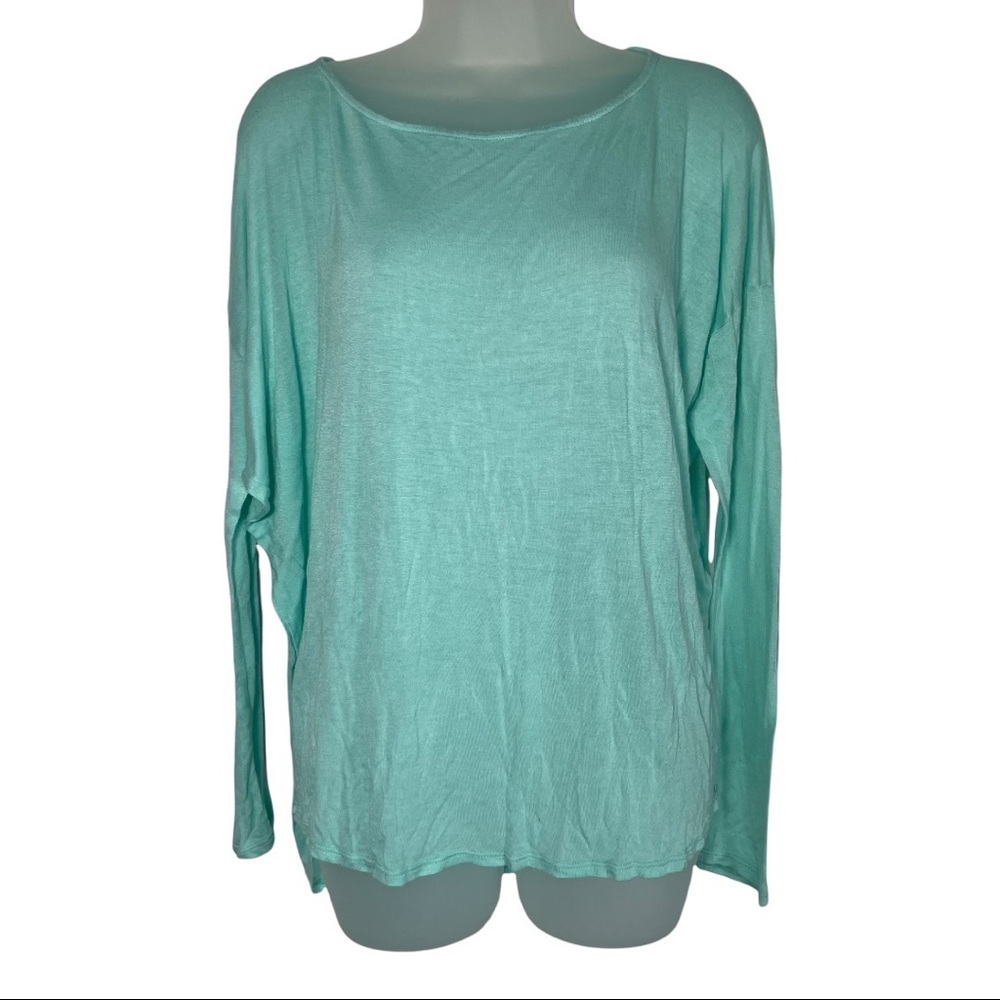 Whisper Teal Seafoam Blue Slouchy Long Sleeve Shirt Top Soft Lounge Oversized